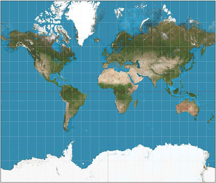 De Mercator-projectie, die we allemaal kennen, is hoekgetrouw.